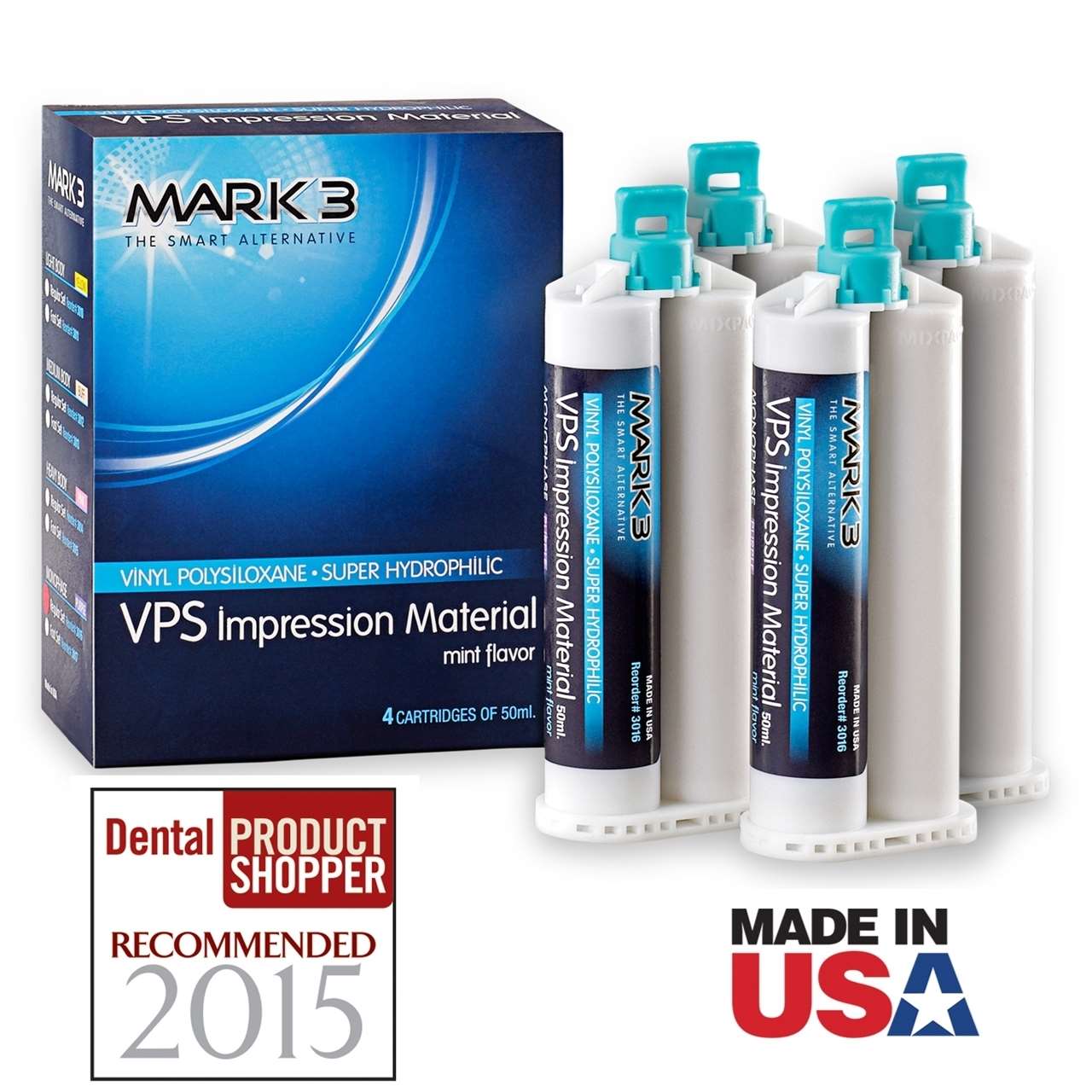 Mark3 VPS Impression Material MEDIUM Body, 4 cartridges of 50 ml, Regular Set