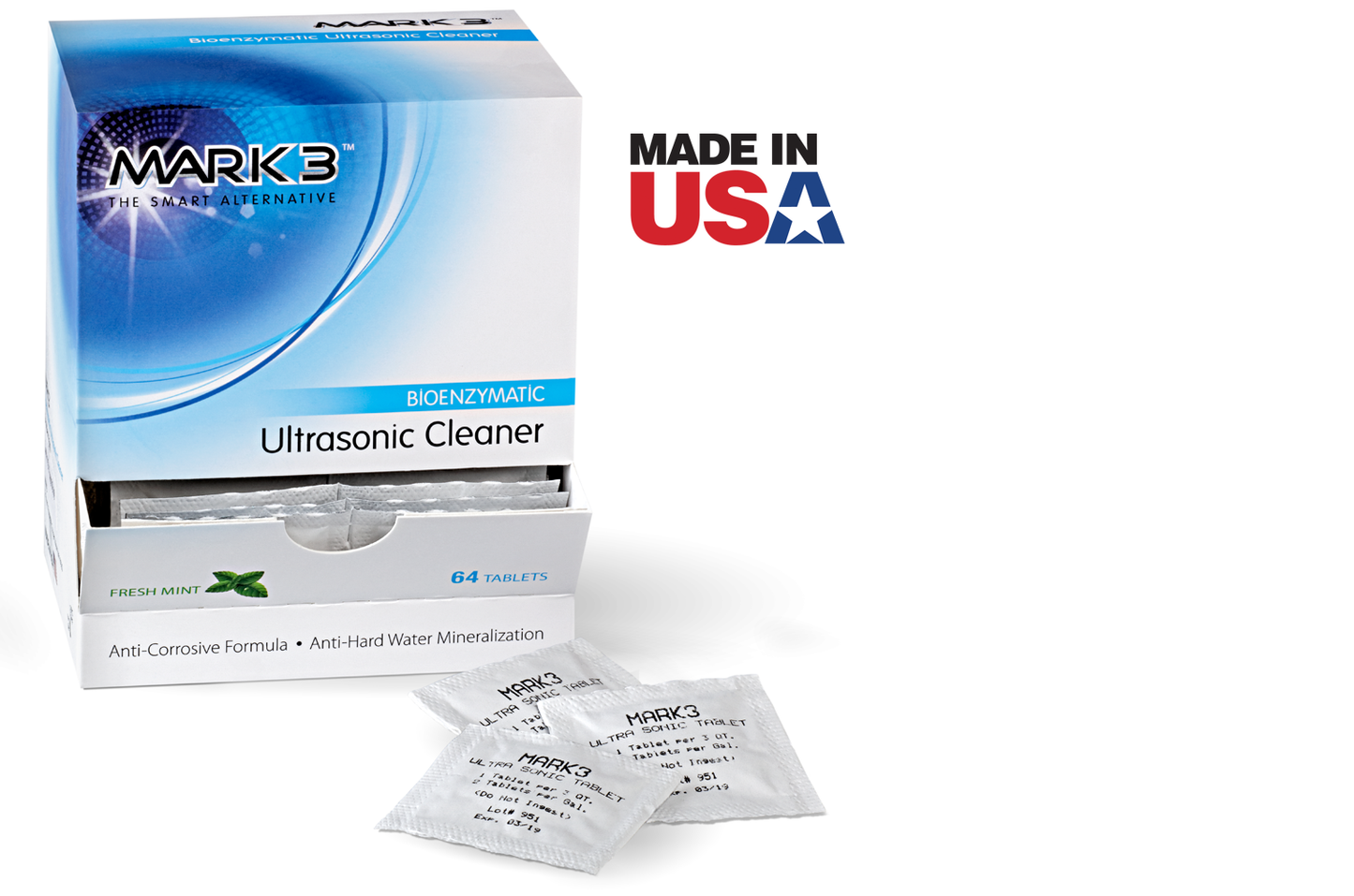 Ultrasonic Cleaner Bioenzymatic tablets, 64 tab per bx, Mark 3