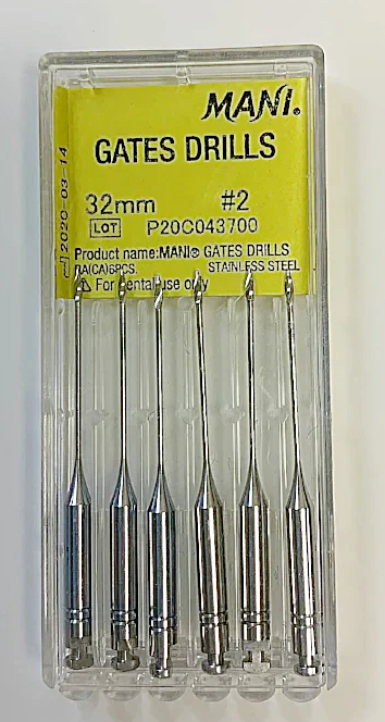 Gates drills size 2 , 32 mm .  MANI  pack of 6