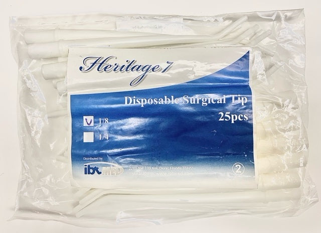 Surgical suction white 1/8 inch,  25 per bag